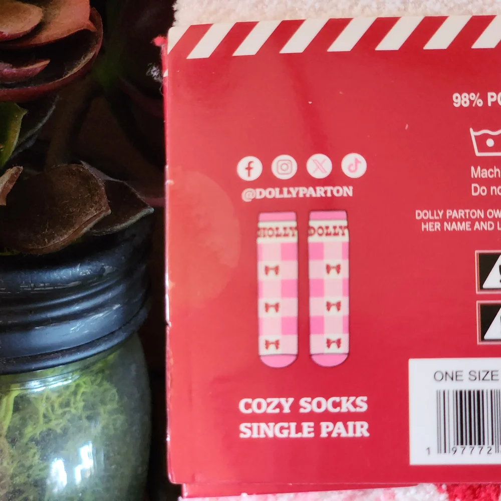 DOLLY PARTON Pink and Red Checkered Socks with Bows